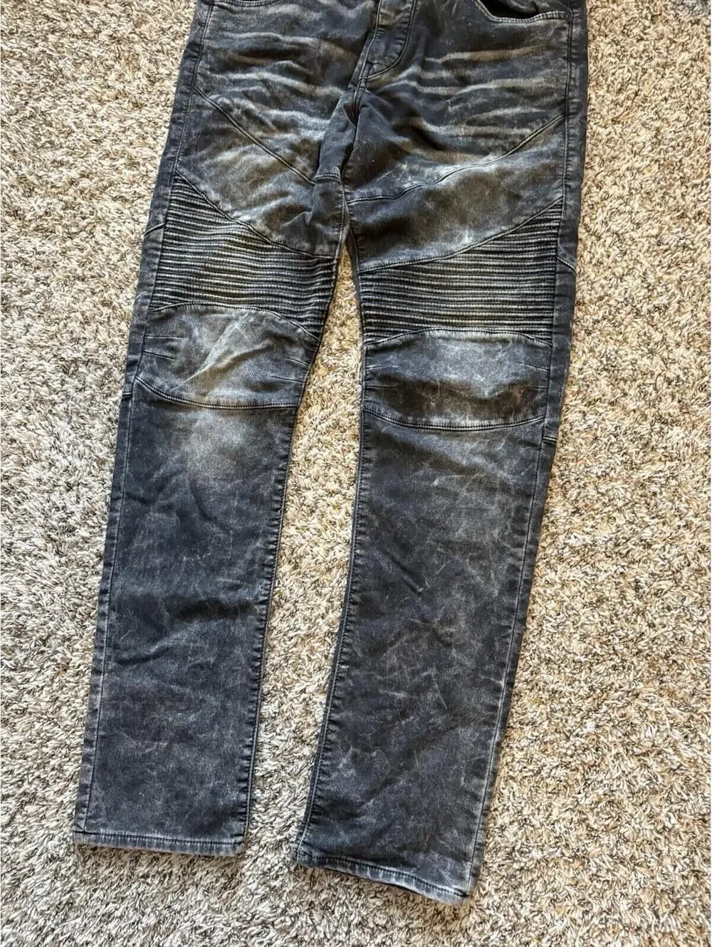 True Religion Geno Relaxed Slim Moto Jeans Gray Black Men's Size 32x33 Vintage